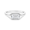 14K White Gold Emerald‑Cut Lab‑Grown Diamond Bezel Set Signet Style Ring