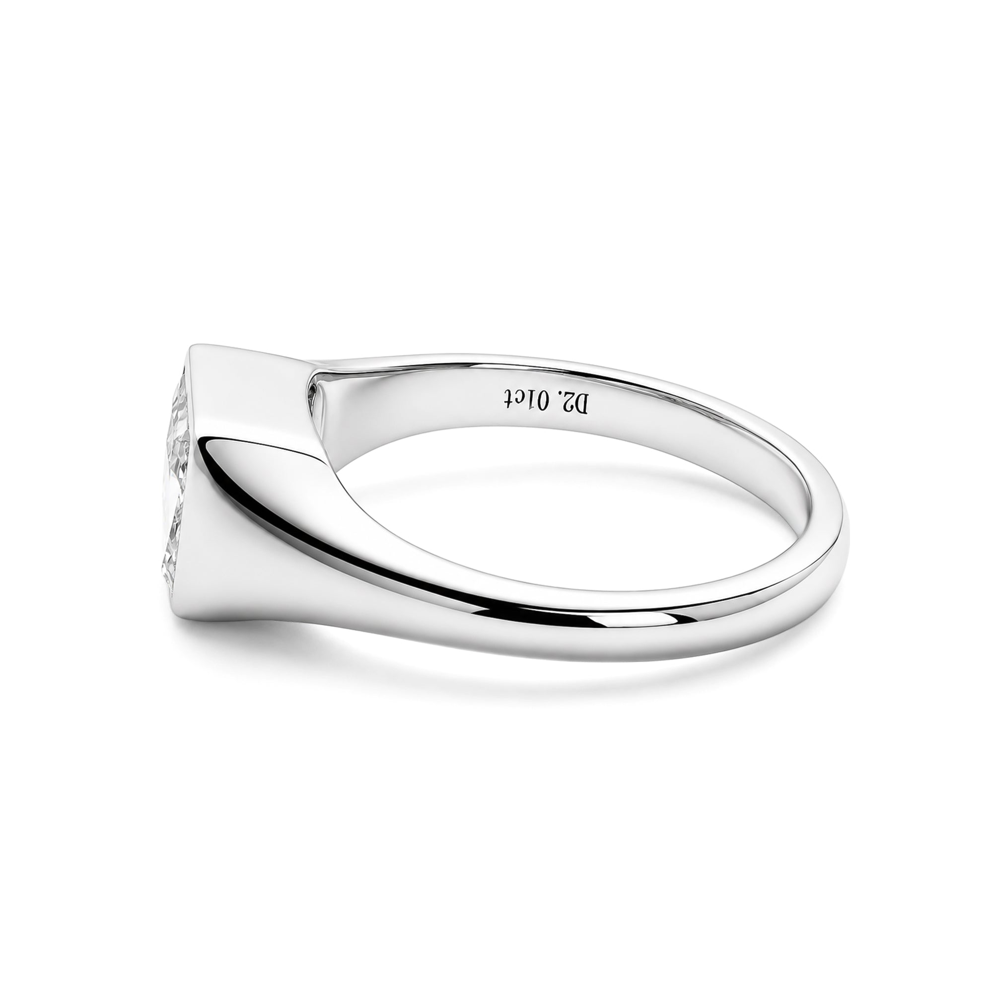 14K White Gold Emerald‑Cut Lab‑Grown Diamond Bezel Set Signet Style Ring