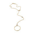 14K Yellow Gold Marquise Lab Diamond Station Y Drop Circle Pendant hand chain