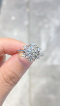 Round Brilliant Cut Diamond Snowflake Halo Ring | 10K/14K/18K Gold & Platinum | Fashion Daily Wear Jewelry for Wedding, Party & Gift