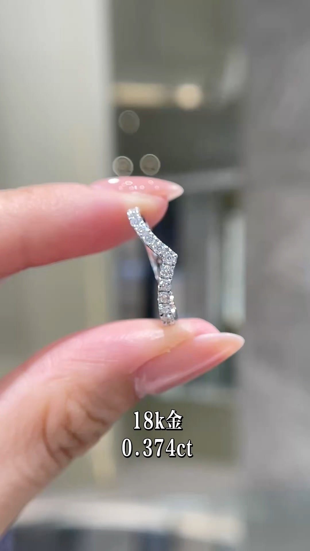 0.374CT Round Diamond V-Shaped Huggie Earring | 18K White Gold | Fashion Daily Wear Jewelry for Wedding, Party & Gift