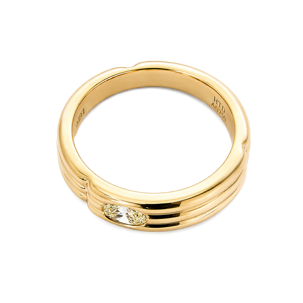 8K Yellow Gold Bezel Set Oval Yellow Lab Diamond Wedding Band