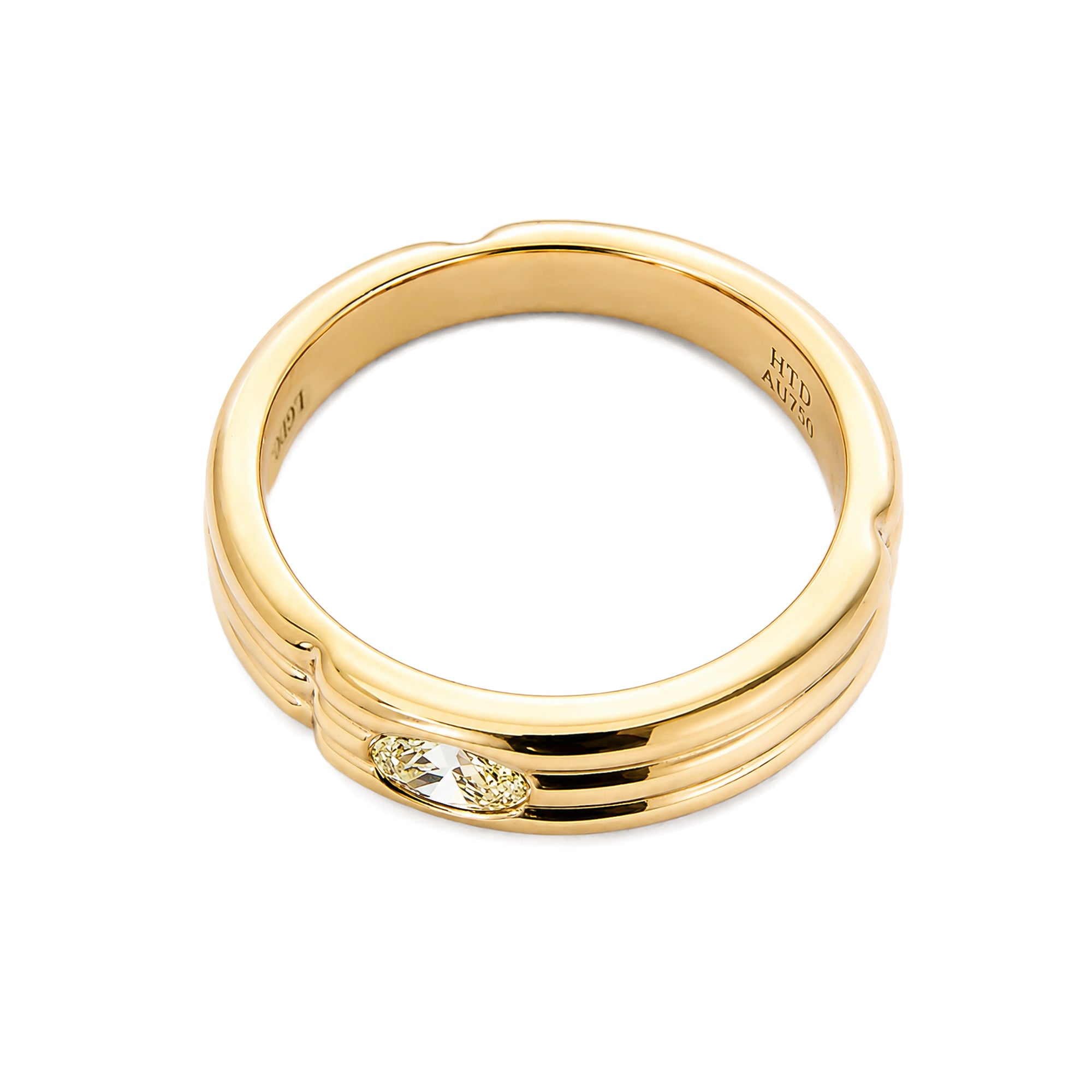 8K Yellow Gold Bezel Set Oval Yellow Lab Diamond Wedding Band