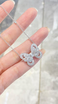 Openwork Butterfly Diamond Pave Pendant Necklace | 10K/14K/18K Gold & Platinum | Fashion Daily Wear Jewelry for Wedding, Party & Gift