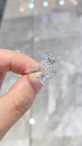 Pear Cut & Princess Cut Diamond Pave Shank Ring | 10K/14K/18K Gold & Platinum | Fashion Daily Wear Jewelry for Stacking, Wedding & Gift