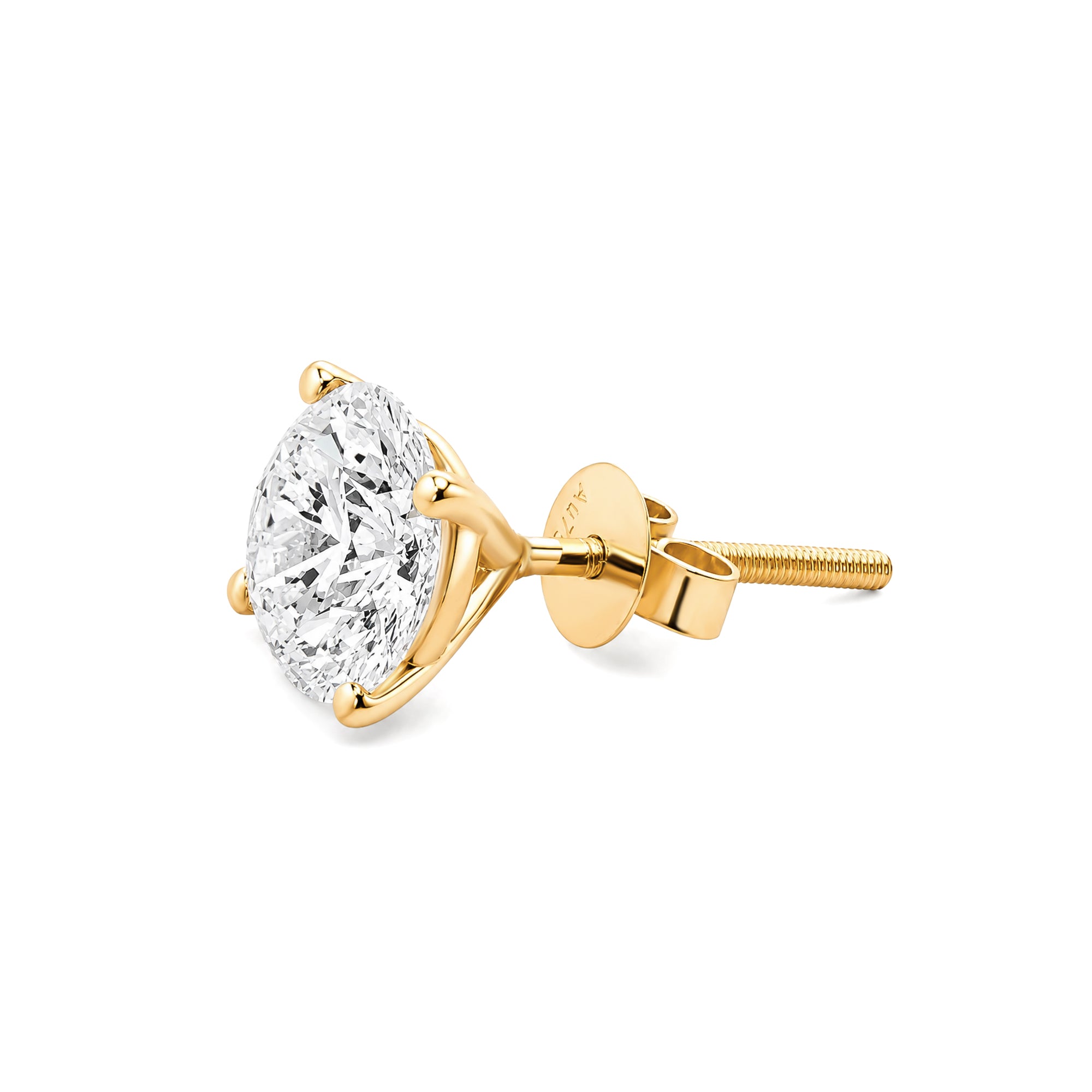 18K Yellow Gold Oval Lab Diamond 4-Prong Screw Back Stud Earrings Pair