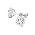 18K  Gold Four Prong 6ct round Cut Lab Grown Diamond Stud Earrings Secure Screw Back