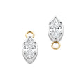 Marquise Cut Lab Grown Diamond 8-Prong Earring Charms, White Gold Setting with Yellow Gold Jump Ring