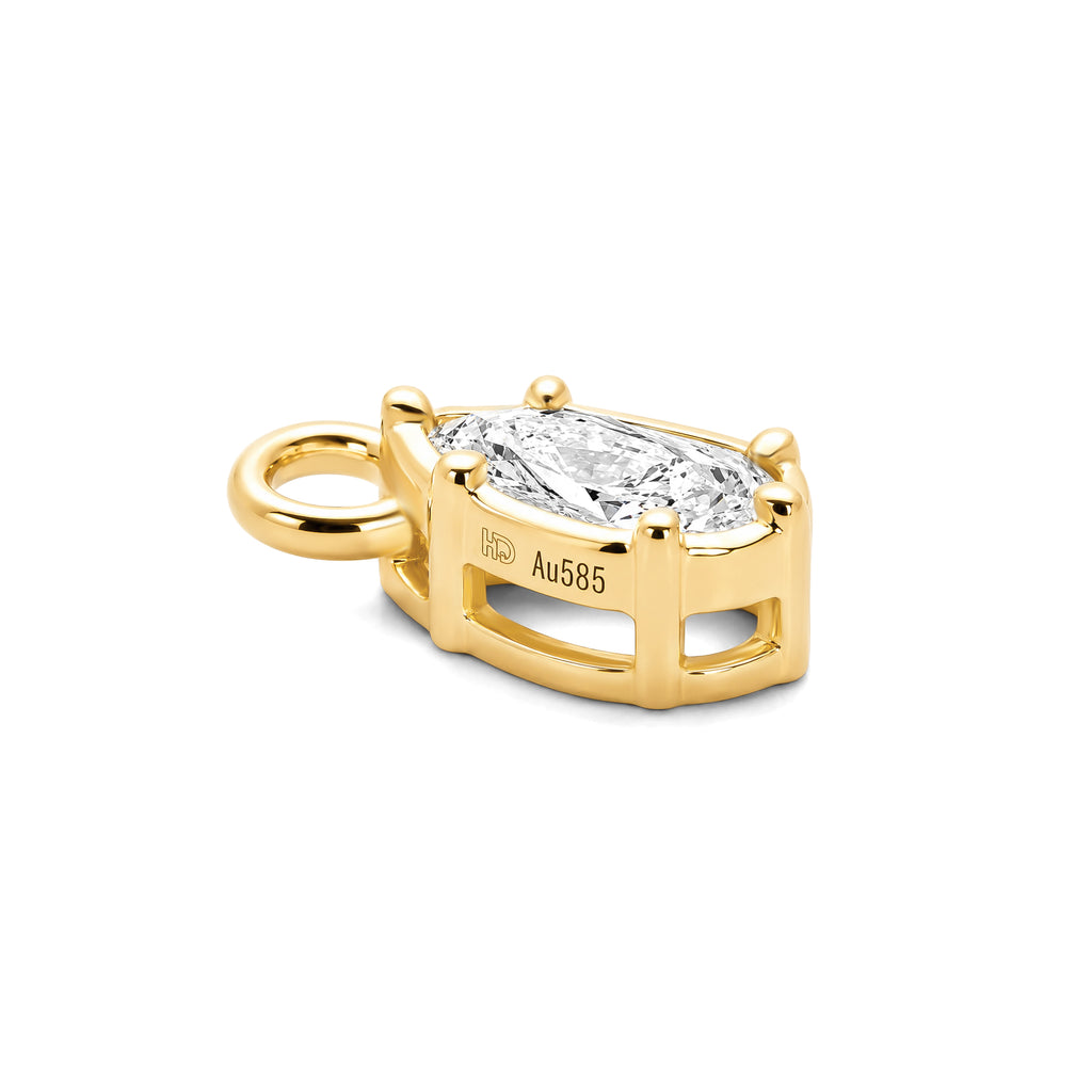 Pear Shaped Lab Grown Diamond 7-Prong Earring Drop Charm, Solid 14K Yellow Gold Removable Earring Component