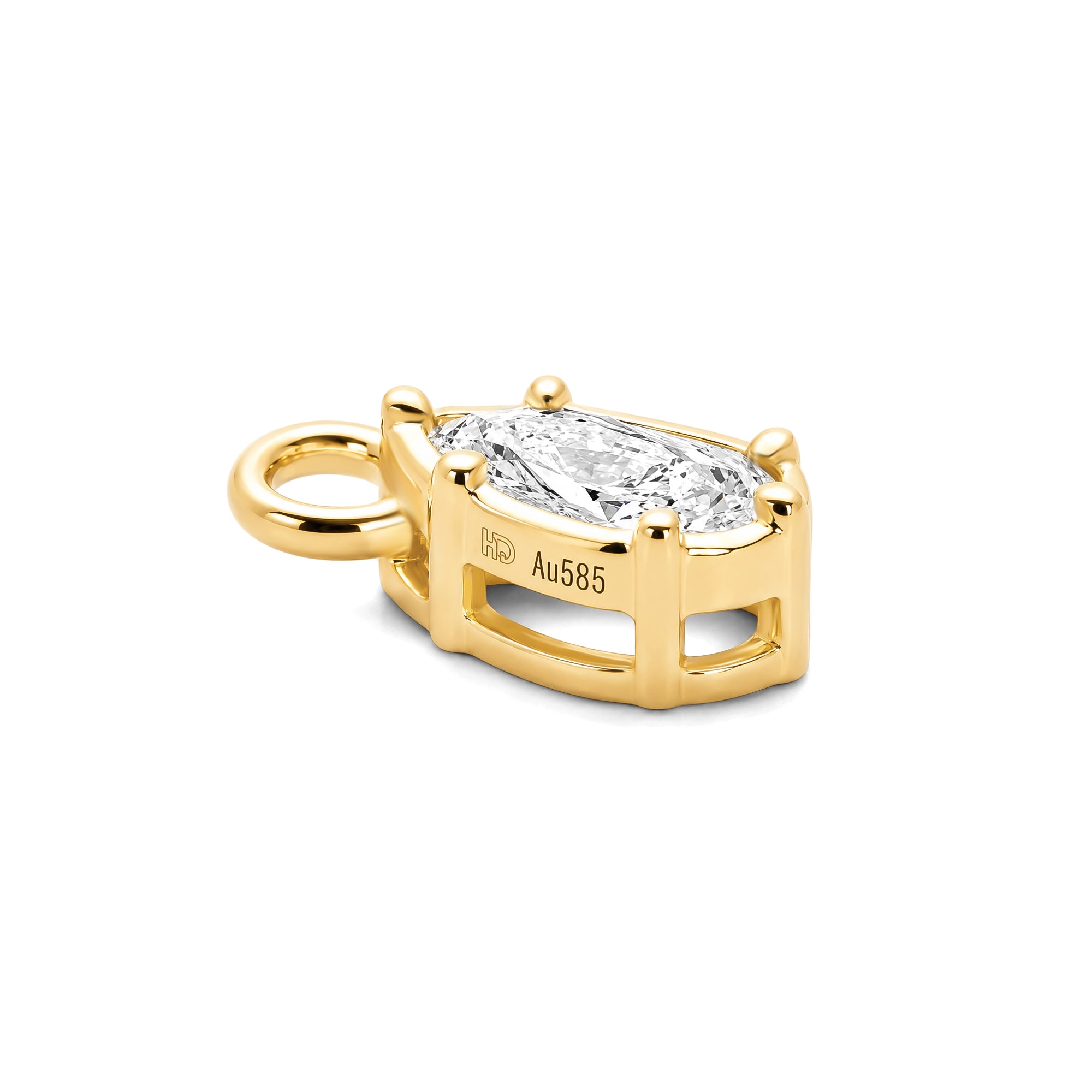 Pear Shaped Lab Grown Diamond 7-Prong Earring Drop Charm, Solid 14K Yellow Gold Removable Earring Component