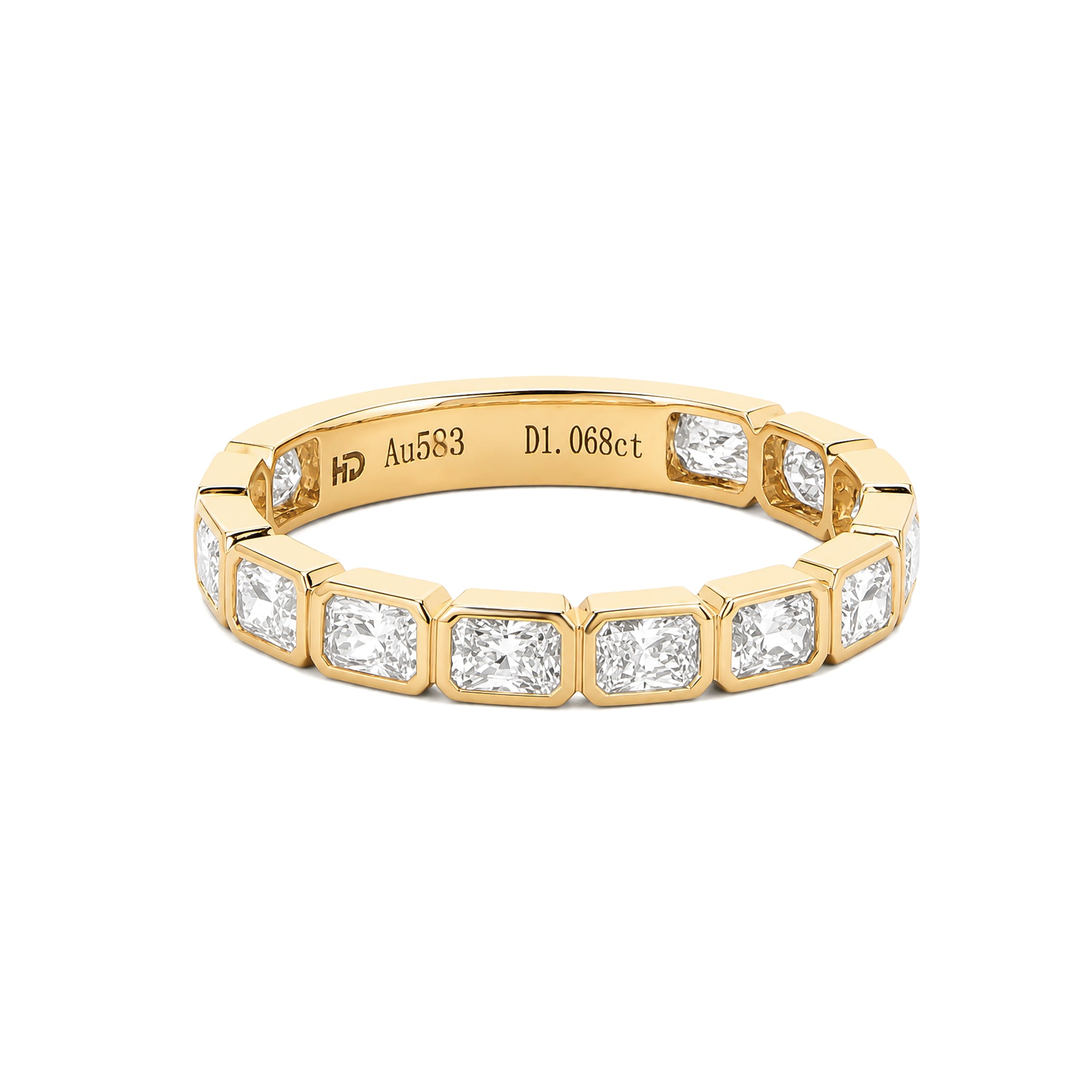 18K Yellow Gold Full Eternity Radiant Cut Lab Diamond Band 1.068ct