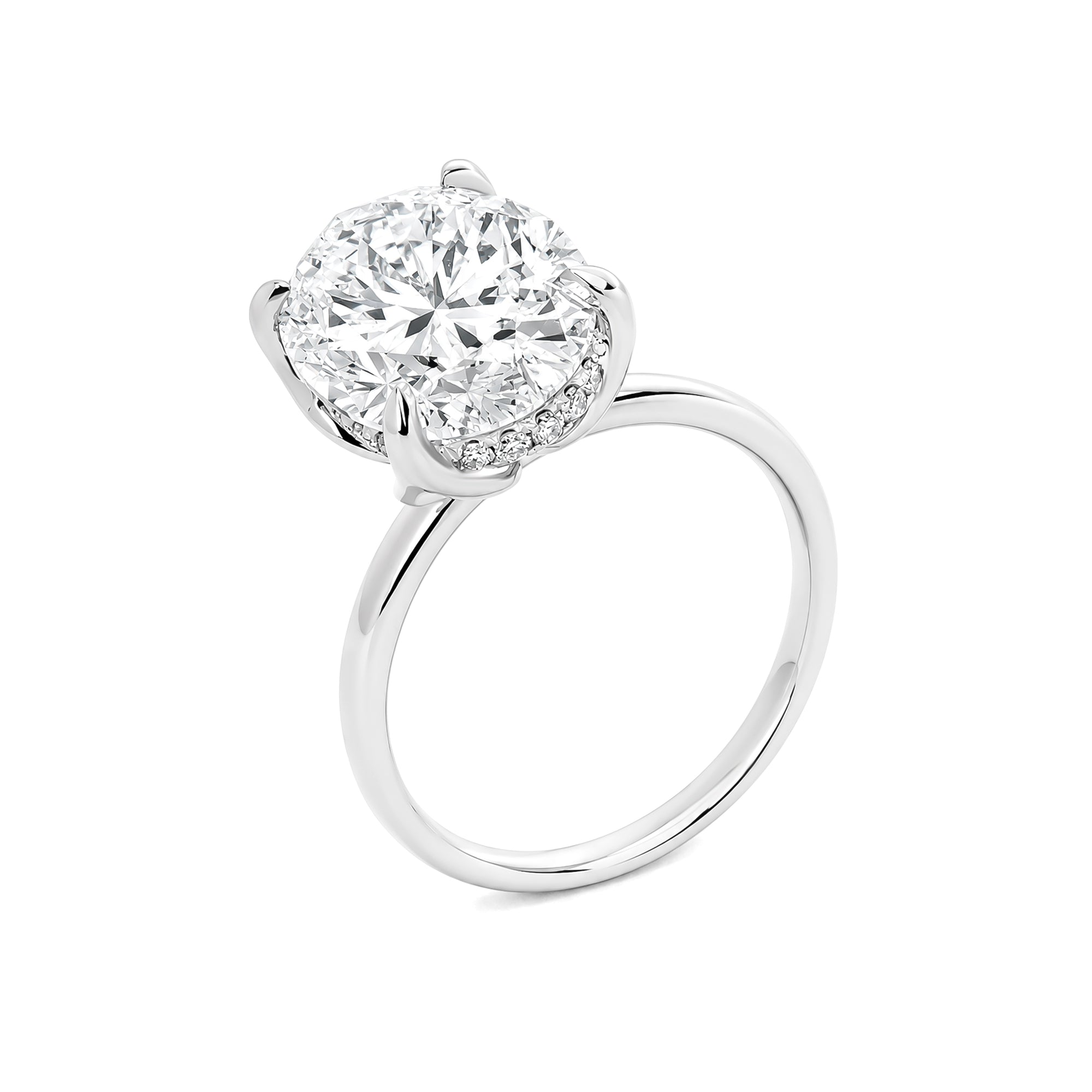 Luxury custom-made 3-carat oval-cut design set in platinum.