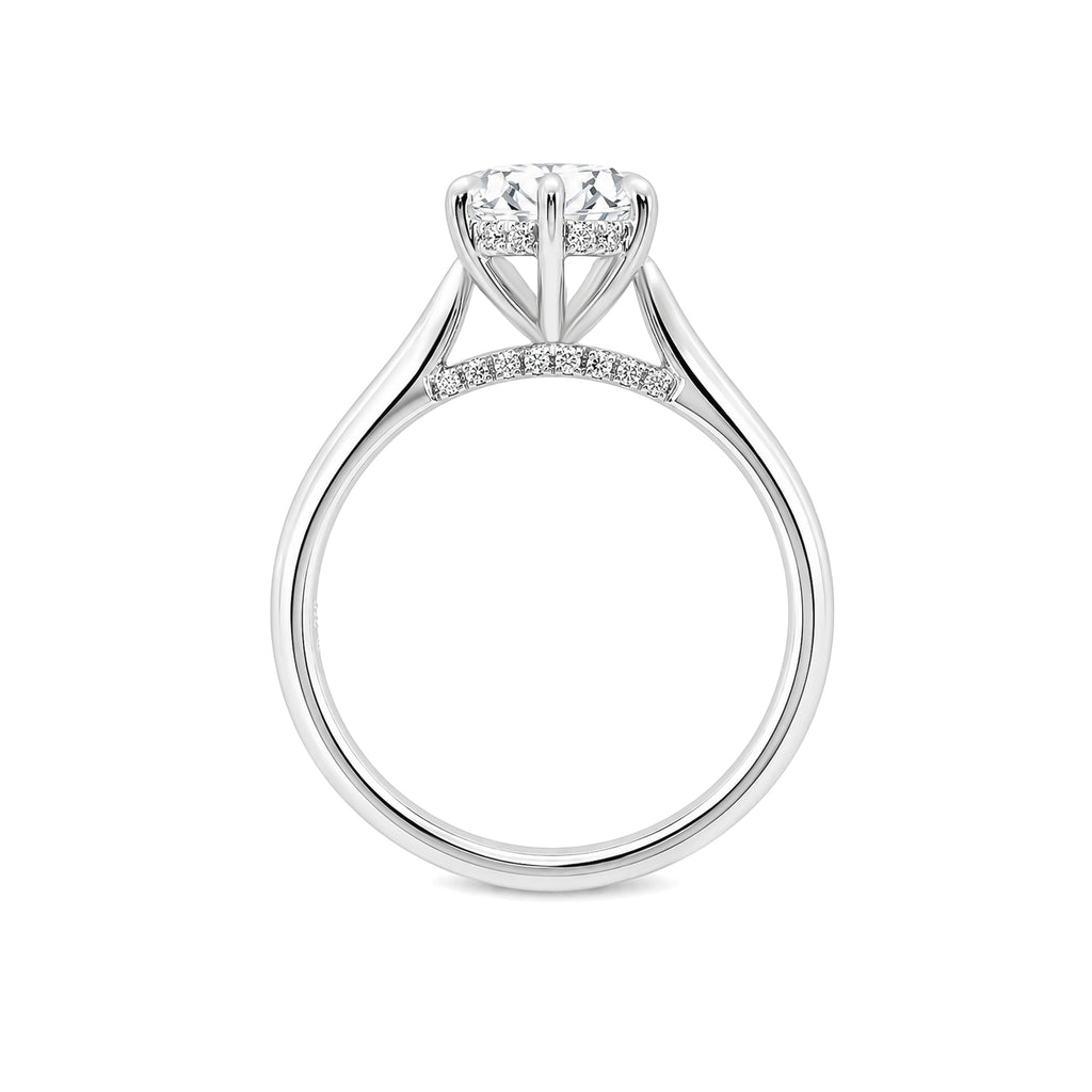 Classic 2-carat pear-shaped diamond ring with a five-prong setting.