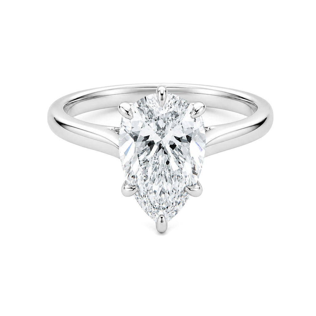 Classic 2-carat pear-shaped diamond ring with a five-prong setting.