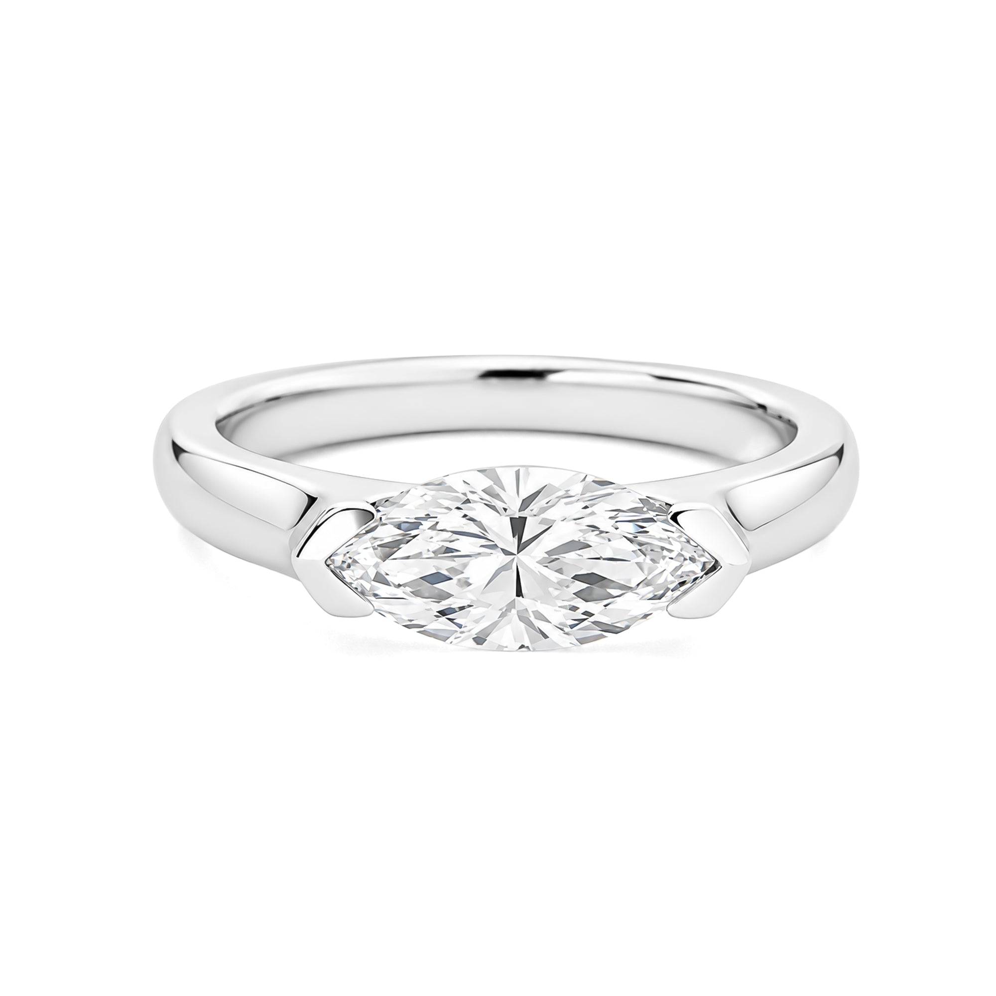 Sophisticated Minimalist Lab-Grown Marquise Diamond Solitaire Ring (1ct, Platinum)