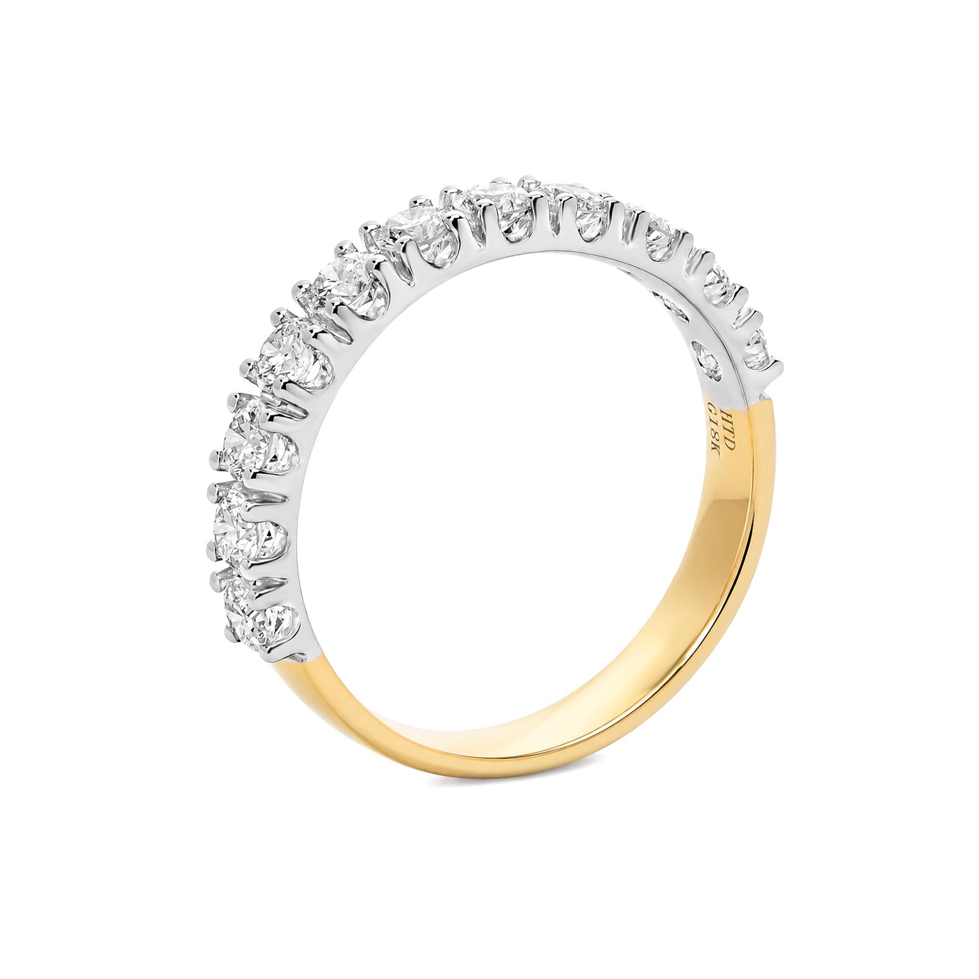 Two Tone Gold Pave Lab Diamond Half Eternity Wedding Band For Women