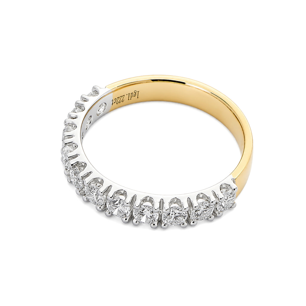Two Tone Gold Pave Lab Diamond Half Eternity Wedding Band For Women