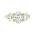18K Yellow Gold Oval‑Cut Lab‑Grown Diamond Five‑Stone Multi‑Shape Side Stone Engagement Ring
