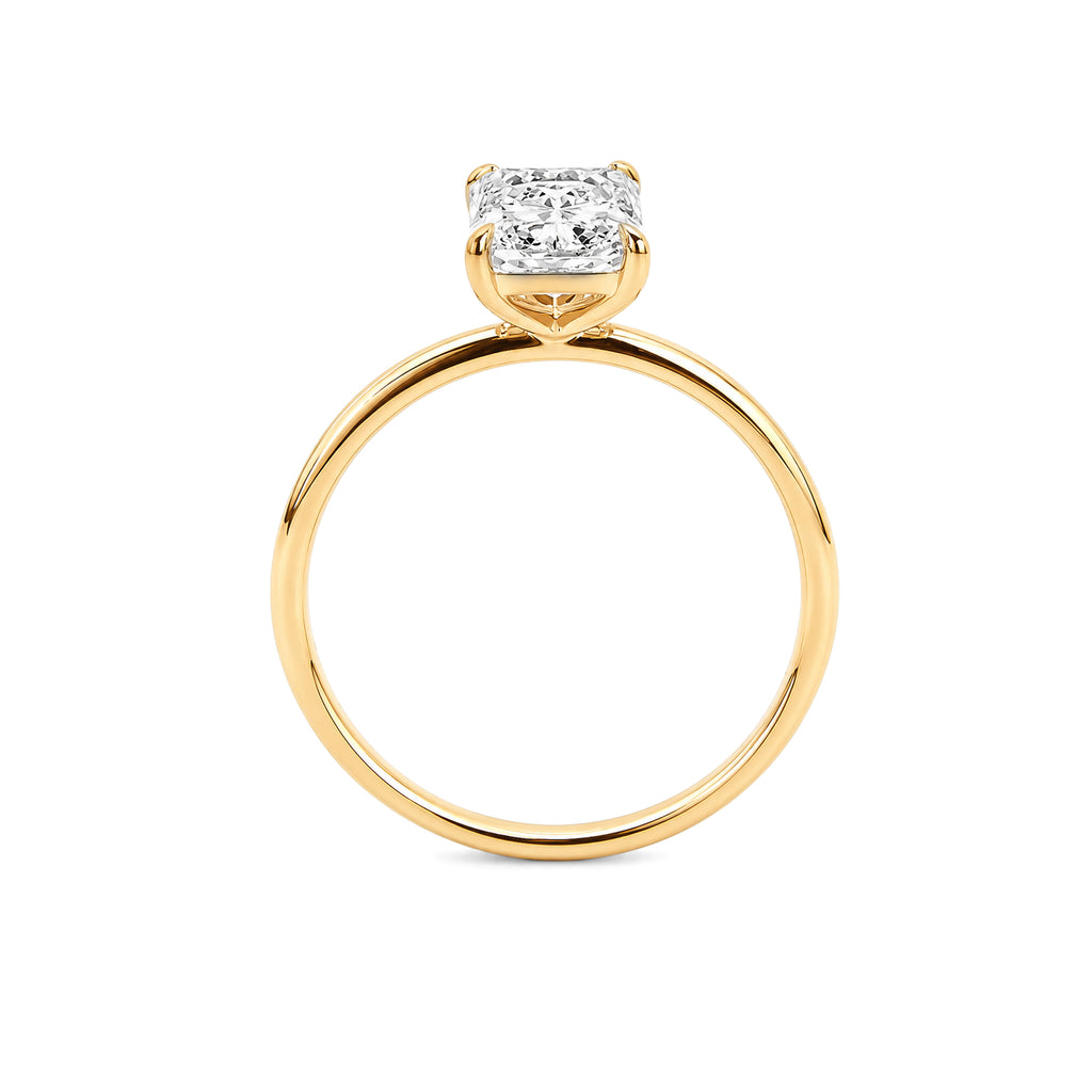 18K Yellow Gold Radiant‑Cut Lab‑Grown Diamond Solitaire Engagement Ring, Four‑Prong Thin Band