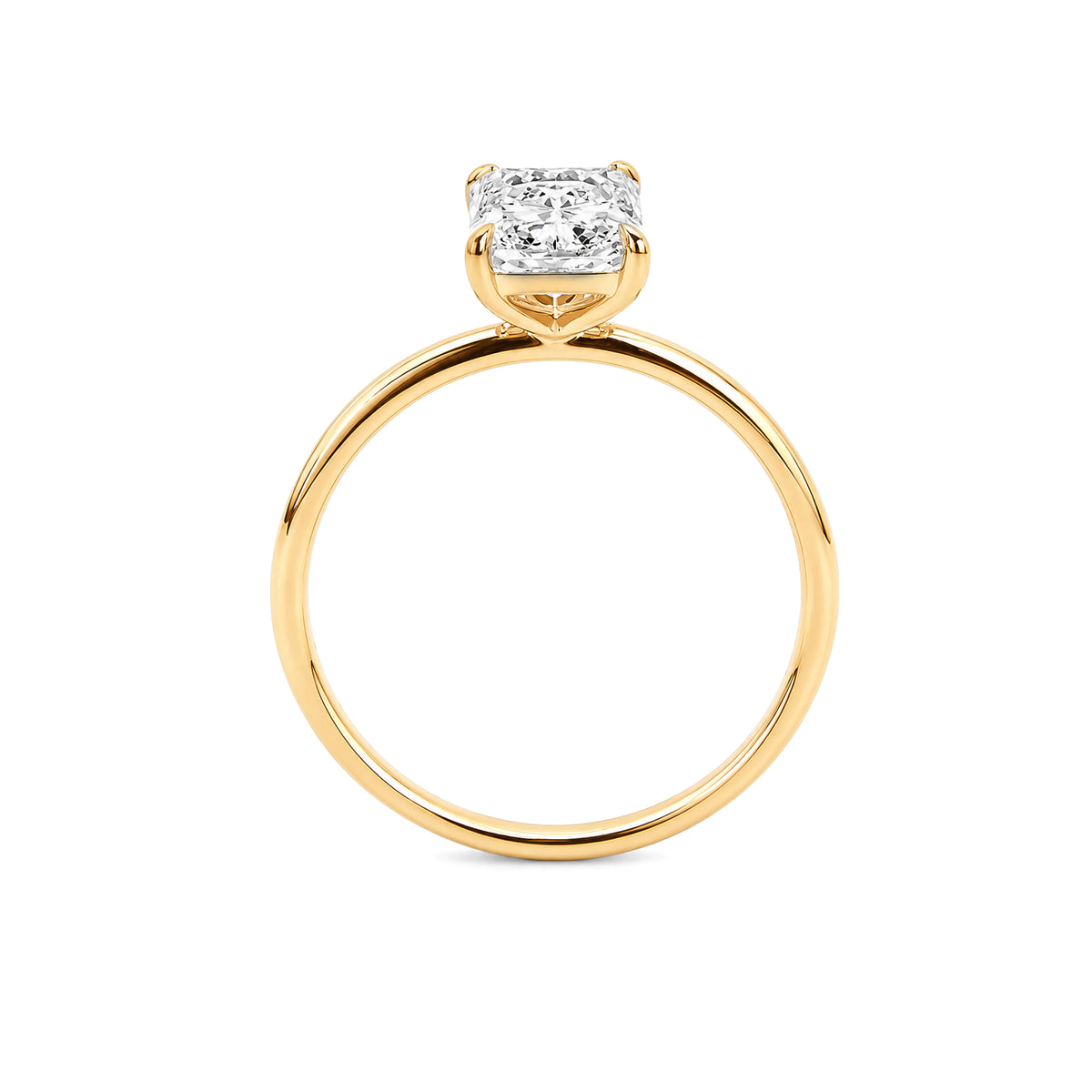 18K Yellow Gold Radiant‑Cut Lab‑Grown Diamond Solitaire Engagement Ring, Four‑Prong Thin Band