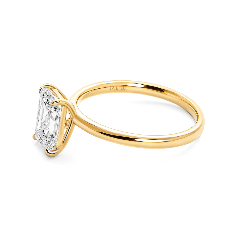 18K Yellow Gold Radiant‑Cut Lab‑Grown Diamond Solitaire Engagement Ring, Four‑Prong Thin Band