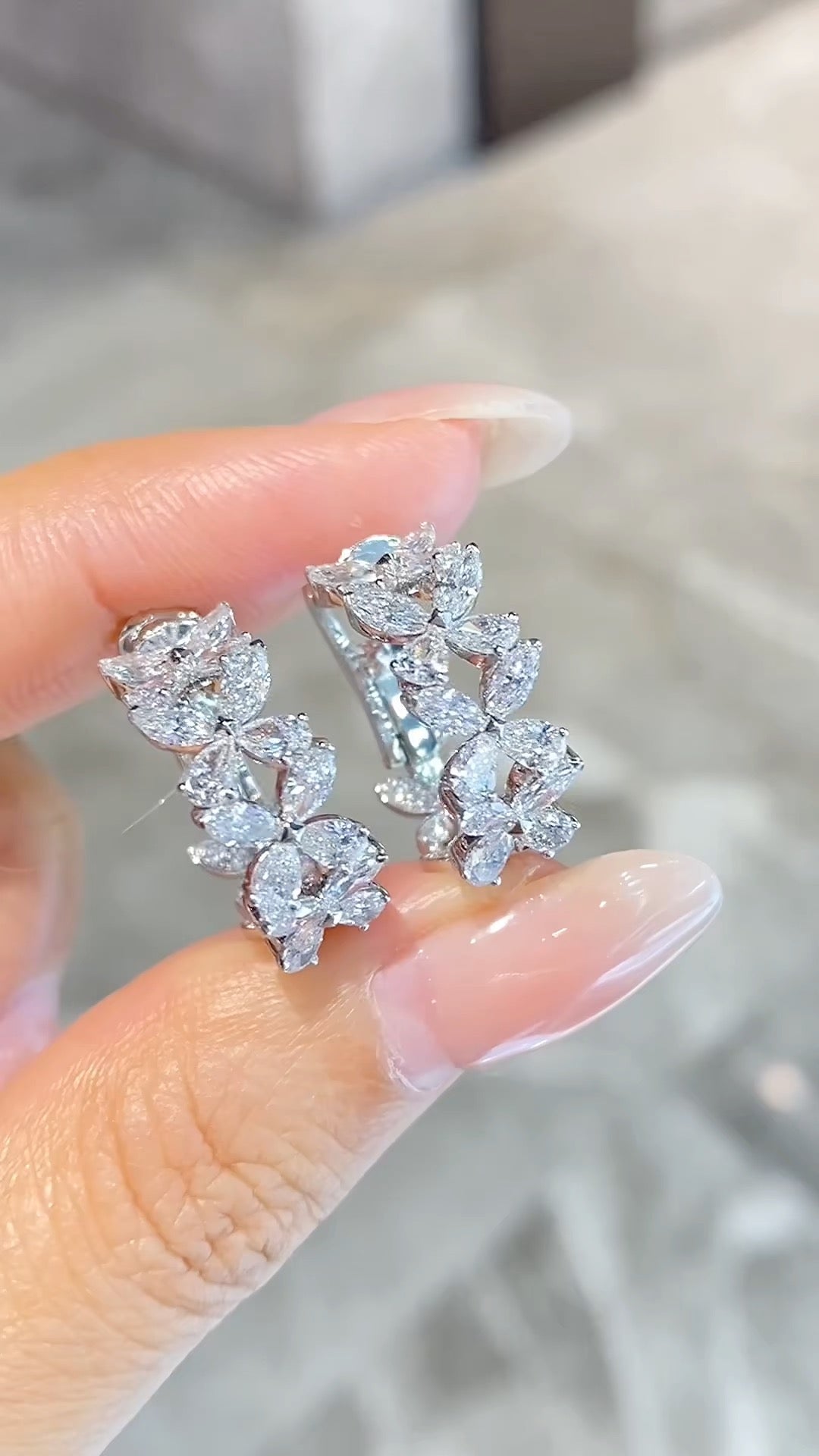 Marquise Cut Diamond Floral Vine Drop Earrings | 10K/14K/18K Gold & Platinum | Fashion Daily Wear Jewelry for Wedding, Party & Gift