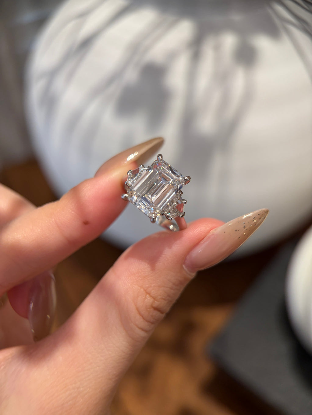 PT950 Lab-Grown Diamond Ring Main Stone D5.09ct Side Stones D0.354ct Total Weight 6.97g