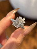 PT950 Lab-Grown Diamond Ring Main Stone D3.09ct Side Stones D1.066ct Total Weight 6.66g