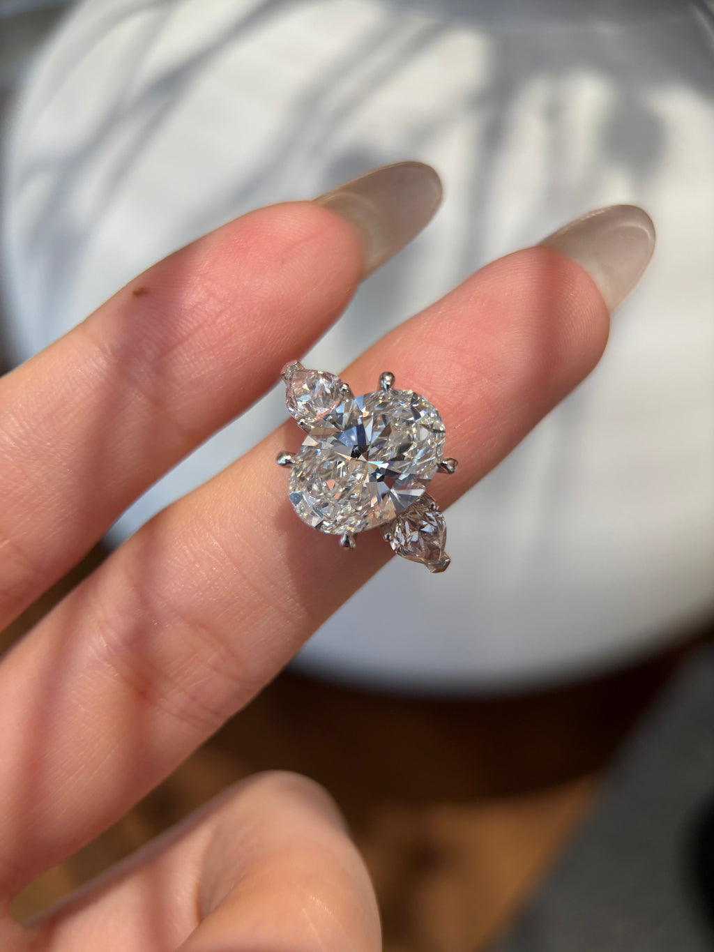 PT950 Lab-Grown Diamond Ring Main Stone D5.02ct Side Stones D1.648ct Total Weight 8.49g