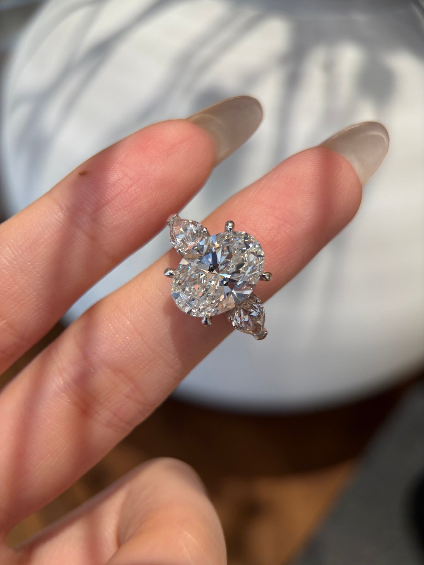 PT950 Lab-Grown Diamond Ring Main Stone D5.02ct Side Stones D1.648ct Total Weight 8.49g
