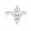 14K White Gold Marquise‑Cut Lab‑Grown Diamond Solitaire Ring, Four‑Ball‑Prong Setting Slim Polished Shank
