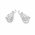 14K White Gold Pear‑Cut Lab‑Grown Diamond Dangle Earring Charms, Three‑Ball‑Prong Setting, Hinged Jump Loop for Ear Post Attachment