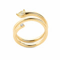 14K Yellow Gold Bypass Coiled Spiral Ring, Pear‑Cut Yellow Lab‑Grown Diamond & Round White Diamond Two‑Stone Ring
