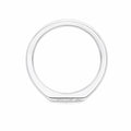 14K White Gold Signet‑Style Wedding Band, Flat Faceted Top with Engraving & Single Accent Diamond
