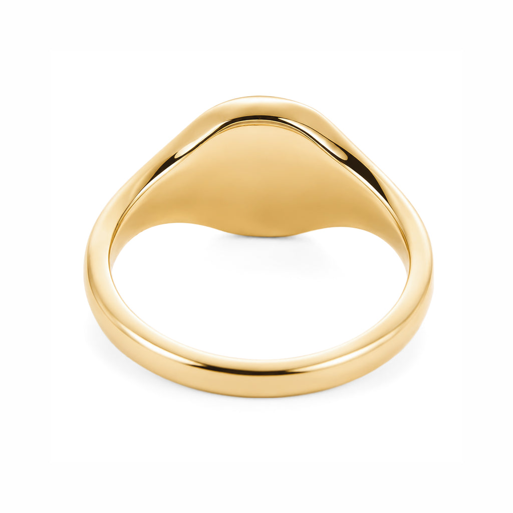 14K Yellow Gold Personalized Monogram Signet Ring with Starburst Diamonds & Pink Accent Stone