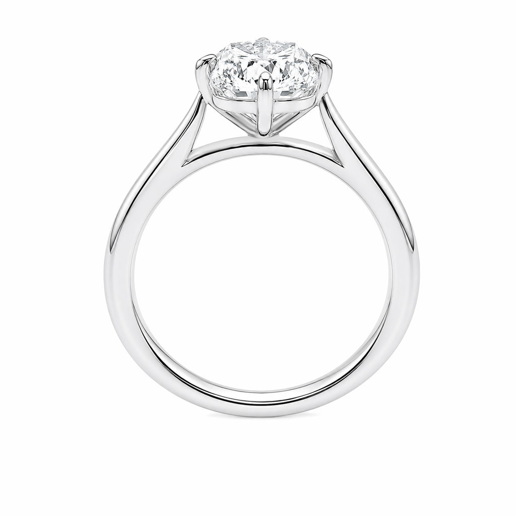14K White Gold Cushion‑Cut Lab‑Grown Diamond Solitaire Ring, Four‑Round‑Ball‑Prong Setting Slim Polished Shank
