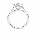 14K White Gold Cushion‑Cut Lab‑Grown Diamond Solitaire Ring, Four‑Round‑Ball‑Prong Setting Slim Polished Shank