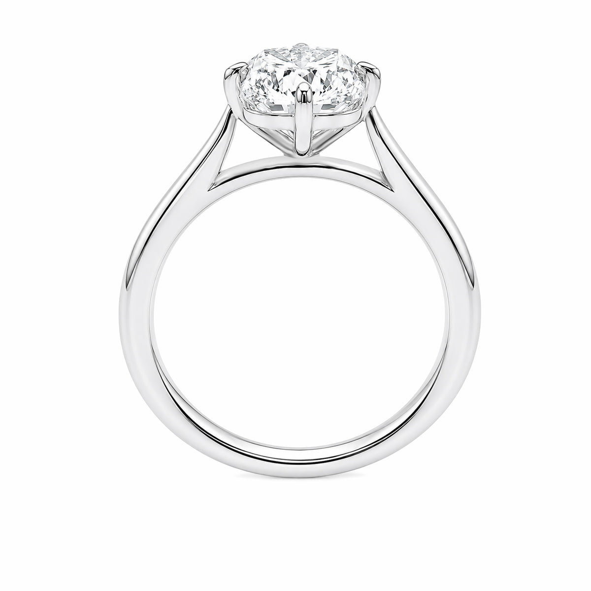14K White Gold Cushion‑Cut Lab‑Grown Diamond Solitaire Ring, Four‑Round‑Ball‑Prong Setting Slim Polished Shank