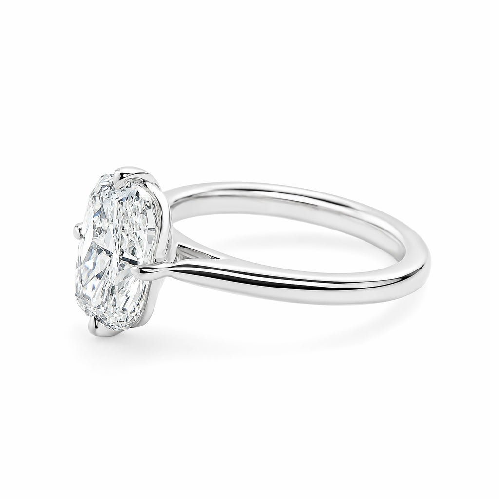 14K White Gold Cushion‑Cut Lab‑Grown Diamond Solitaire Ring, Four‑Round‑Ball‑Prong Setting Slim Polished Shank