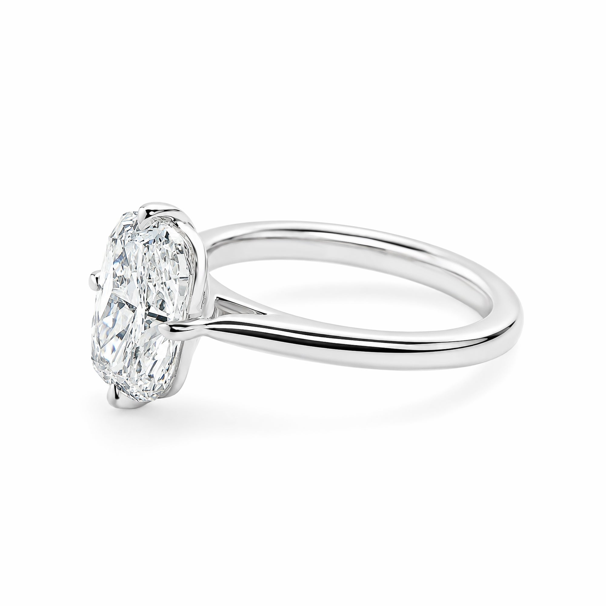 14K White Gold Cushion‑Cut Lab‑Grown Diamond Solitaire Ring, Four‑Round‑Ball‑Prong Setting Slim Polished Shank