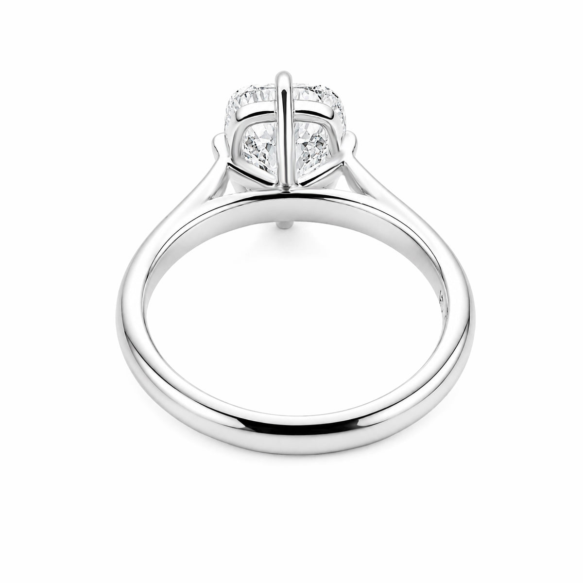 14K White Gold Cushion‑Cut Lab‑Grown Diamond Solitaire Ring, Four‑Round‑Ball‑Prong Setting Slim Polished Shank