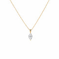14K Yellow Gold Marquise‑Cut Lab‑Grown Diamond Solitaire Pendant Necklace, Cable Chain with Adjustable Spring‑Ring Clasp