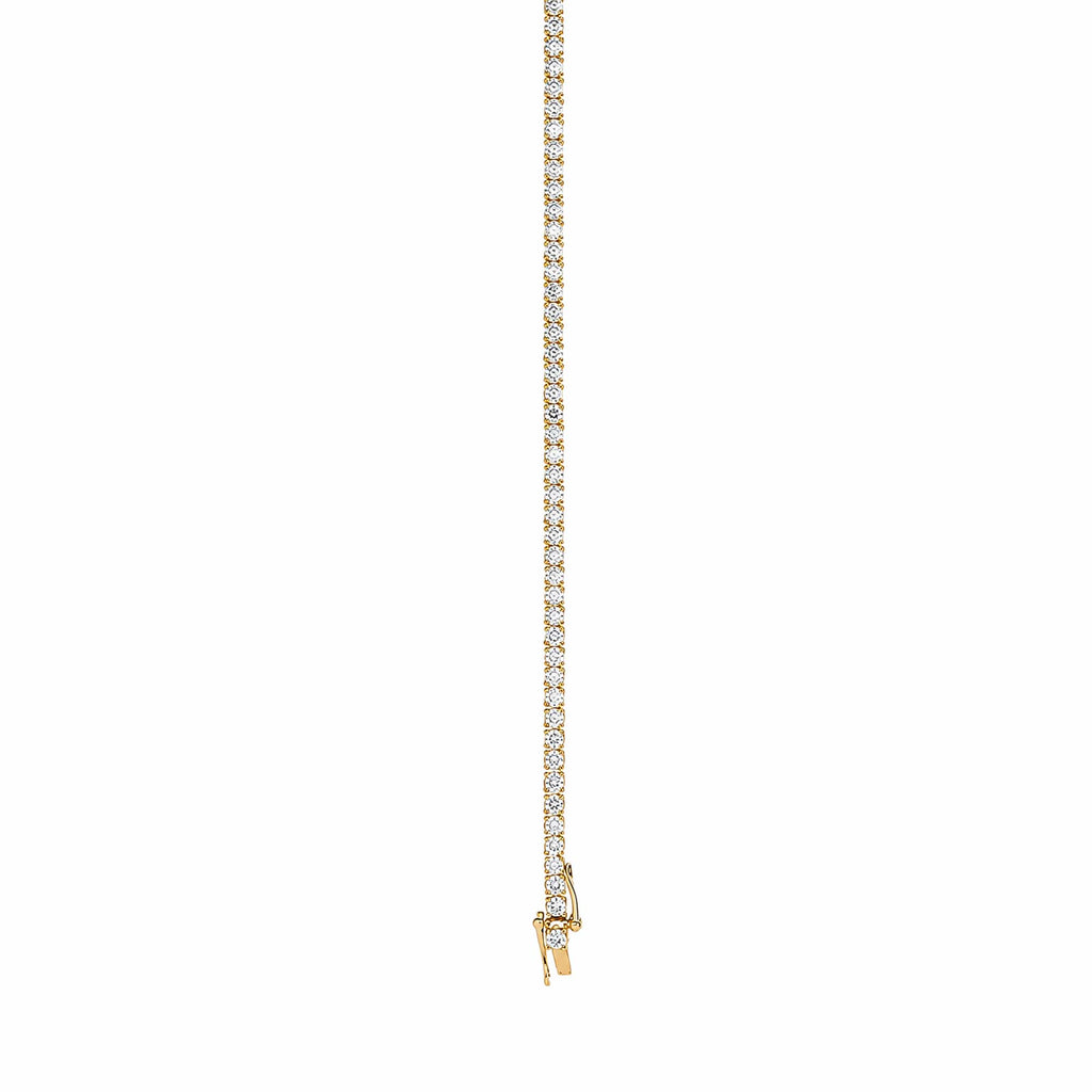 14K Yellow Gold Round‑Cut Lab‑Grown Diamond Tennis Bracelet, Box Clasp with Double Safety Locks