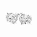 14K White Gold Oval‑Cut Lab‑Grown Diamond Stud Earrings, Four‑Ball‑Prong Setting, Screw‑Back Posts, Open Basket Setting