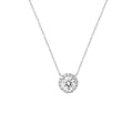 9-18K White Gold Round Lab Diamond Halo Solitaire Pendant Necklace For Women