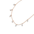 Pear Shaped Lab Grown Diamond Dangling Station Necklace, Solid 9-18K Rose Gold Drop Diamond Chain