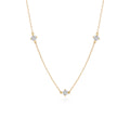 Round Lab Grown Diamond 3-Stone Station Necklace, Solid 14K Yellow Gold Delicate Chain