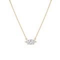Horizontal Marquise Cut Lab Grown Diamond Solitaire Necklace, Solid 9-18K Yellow Gold Dainty Chain