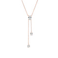 Oval Cut Lab Grown Diamond Y Drop Lariat Necklace, Solid 14K Rose Gold Three Oval Diamond Necklace