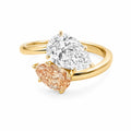 18K Yellow Gold Toi‑et‑Moi Two‑Stone Ring, Pear‑Shape White & Champagne Lab‑Grown Diamond Bypass Setting